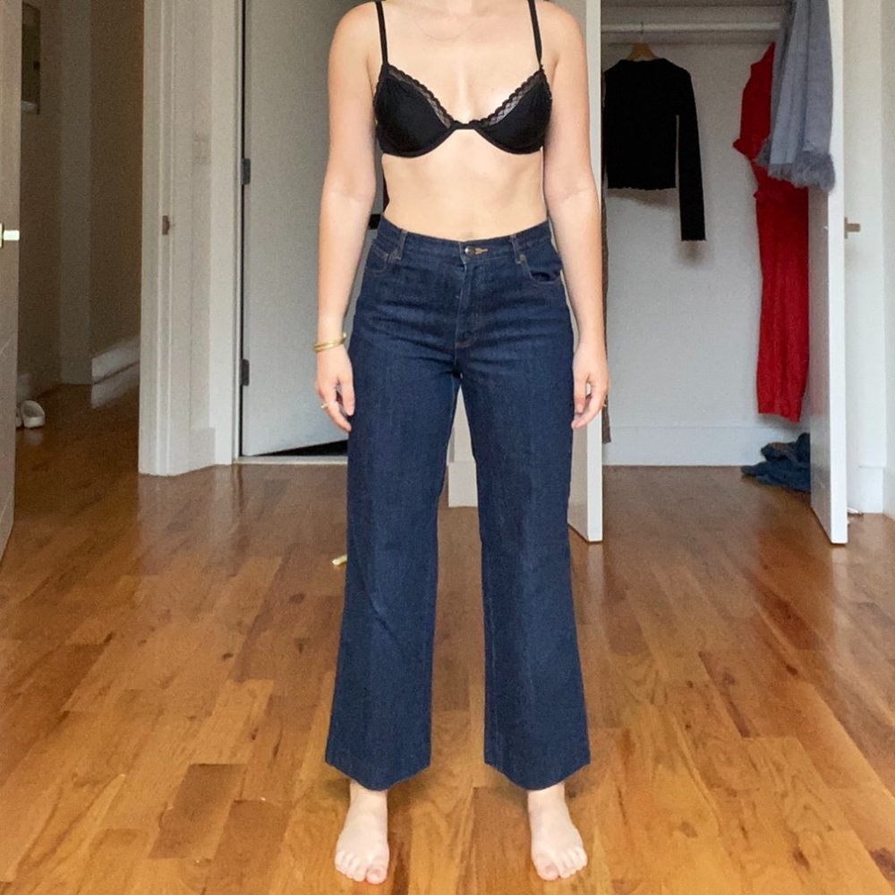 A.P.C. wide leg dark wash sailor jeans